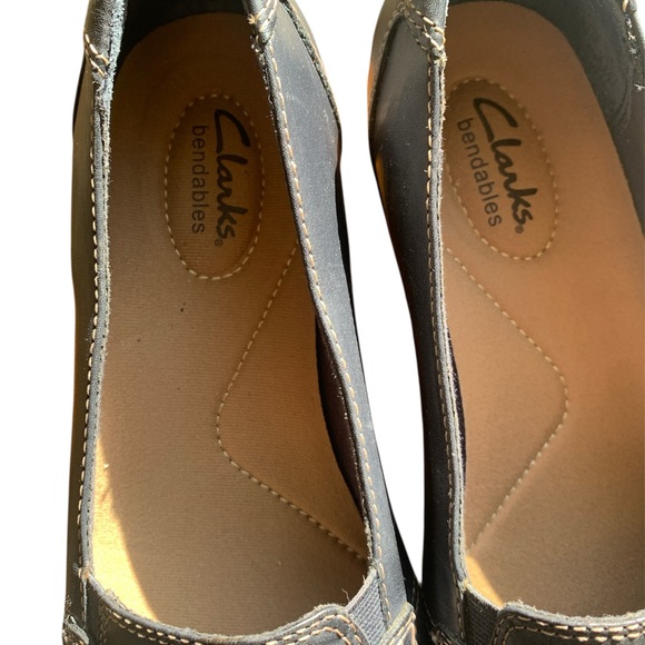 Clarks Bendables Leather Loafers Black Comfort Flats Women’s 8W - Picture 3 of 5